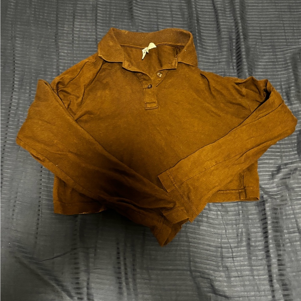 Brown Long Sleeve Polo Shirt